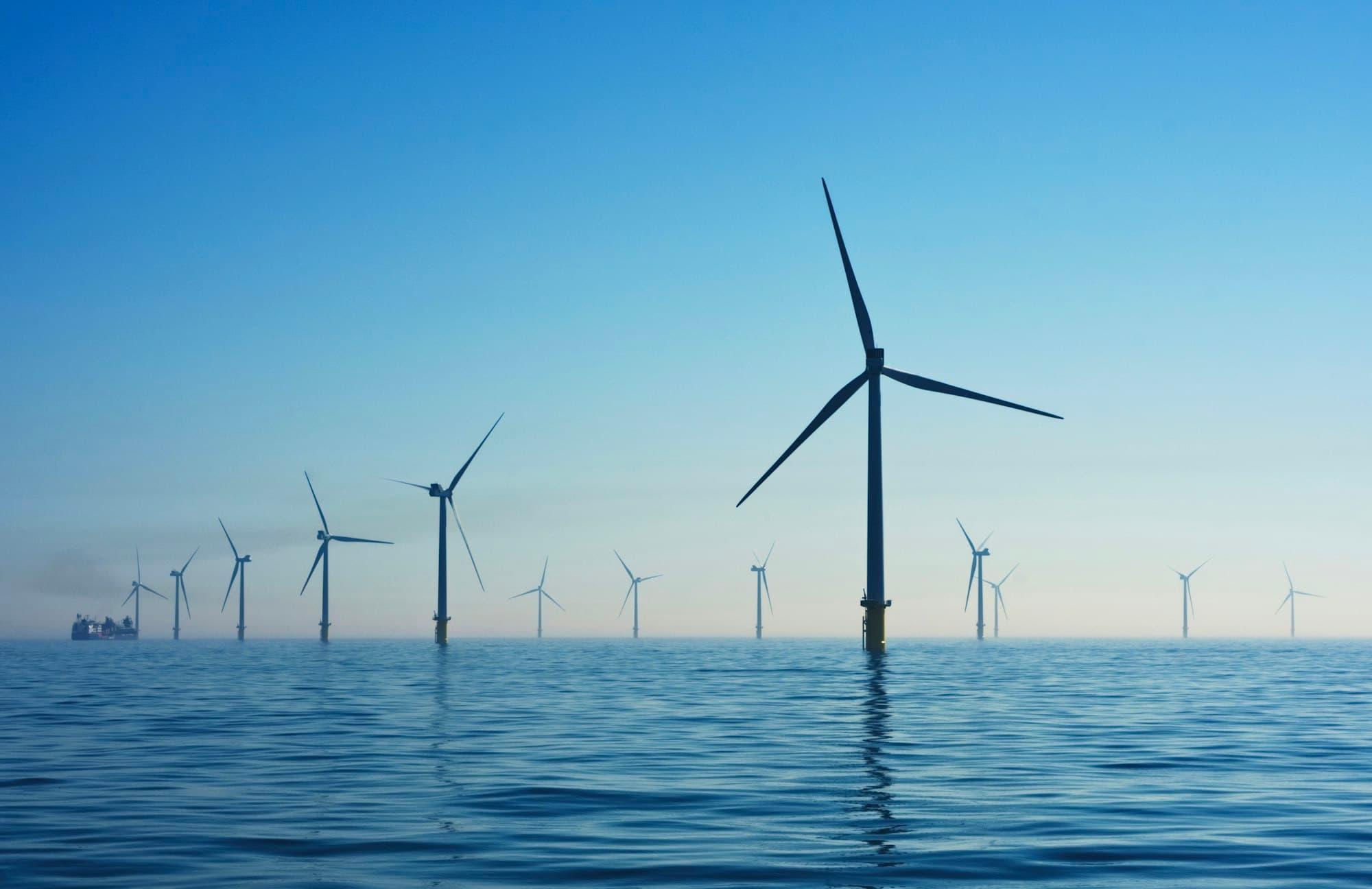 Offshore wind turbines in open water